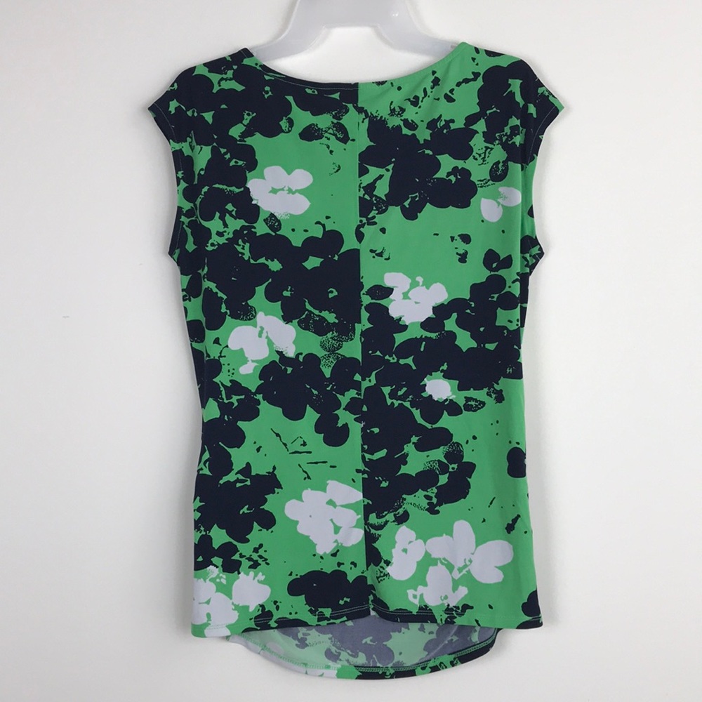 New York & Co Cap Sleeve Abstract Floral Top - Picture 2 of 7